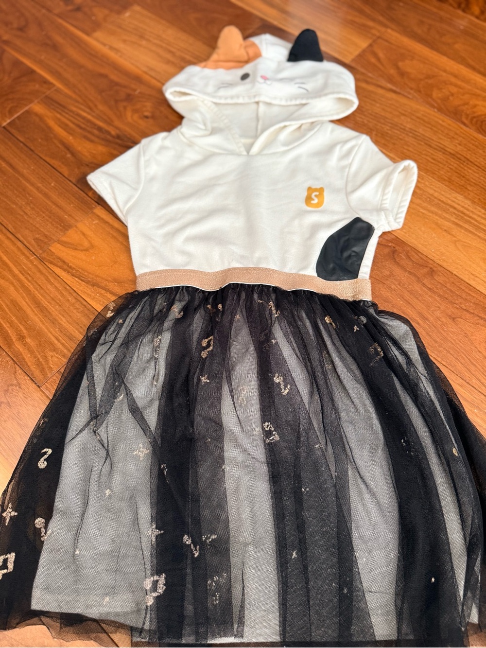 Squishmallows Cream and Black Cat Hooded Tutu Costume Dress  size medium girls